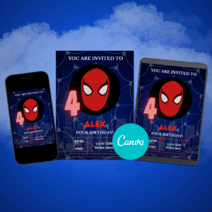 Spiderman Birthday Invitation Card Template