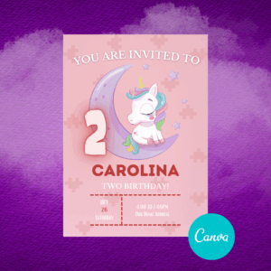 Moon Birthday Invitation Card Template
