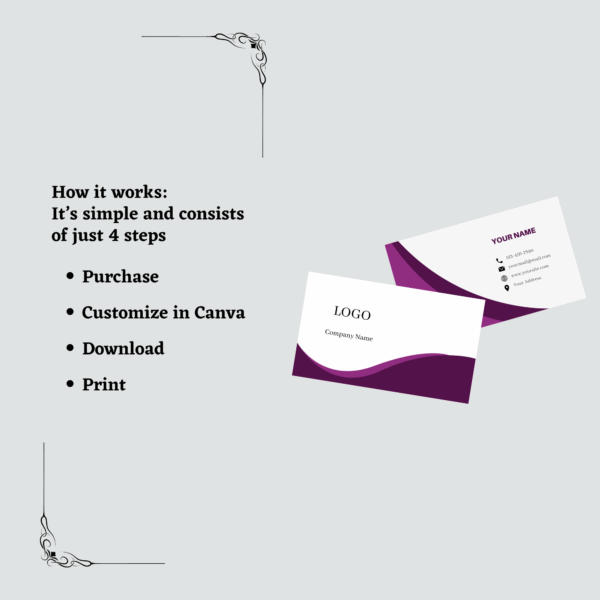 Business Card - Purple customizable, professional layout suitable for personal branding, freelancers, and corporate identity design.