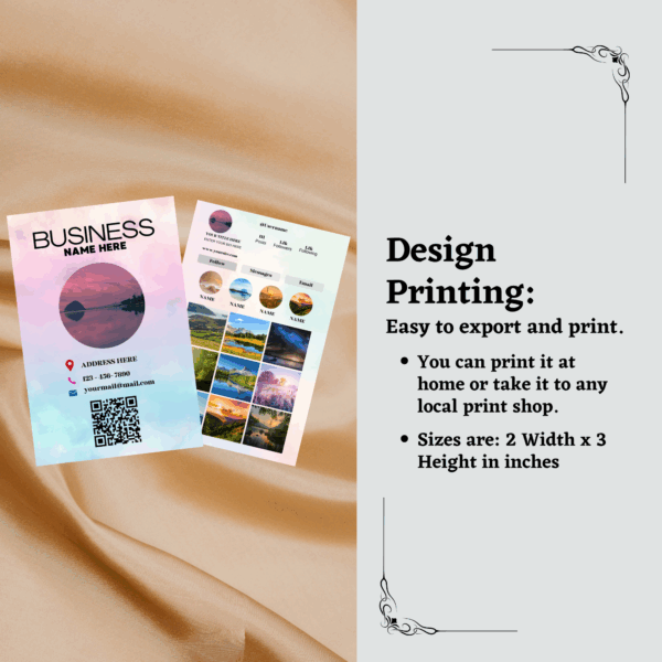 Editable Instagram business card template designed in Canva, ideal for promoting social media handles with a clean and modern style.
