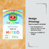 Colorful Cocomelon invitation card template featuring cartoon characters, balloons, and editable party details on a playful background.