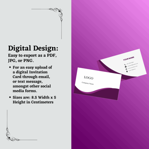 Business Card - Purple customizable, professional layout suitable for personal branding, freelancers, and corporate identity design.