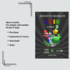 Editable Mario Birthday Invitation Card with colorful design and classic game elements.