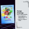 Editable Mario Birthday Invitation featuring Mario and Yoshi, with colorful video game-themed design, perfect for kids' party celebrations.