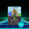 Colorful Mario Invitation Template featuring Mario and party elements, customizable text for a fun kids' celebration.