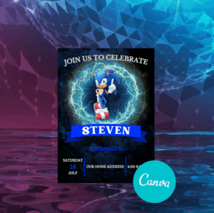 Sonic Birthday Invitation Card