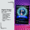 Bright and colorful Sonic Birthday Invitation Card featuring Sonic the Hedgehog with sparkles and fun design, perfect for kids’ birthday parties.
