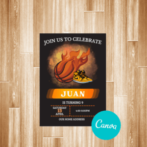 Basketball Birthday Invitation Card Template