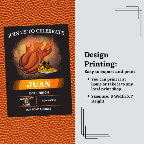 Basketball Birthday Invitation Card Template