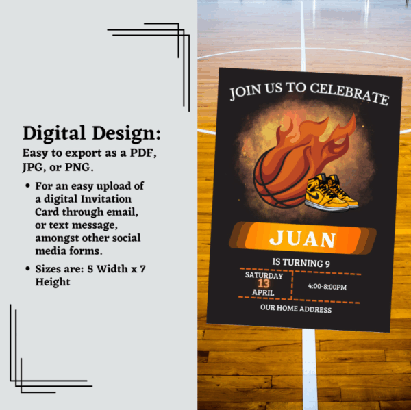 Basketball Birthday Invitation Card Template