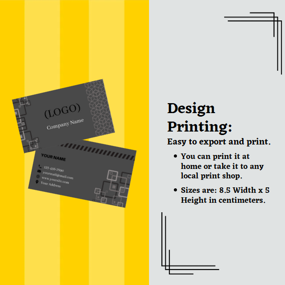 Editable business card -black template with a sleek, professional design created in Canva for personal branding or business promotion.